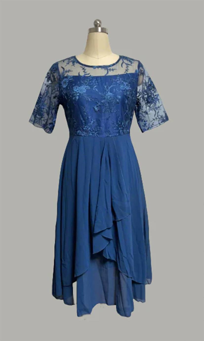 Lecy – Lace & Chiffon Midi Dress
