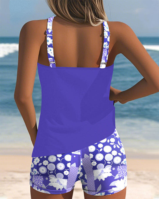 Soliel - Floral Tankini Shorts Set for Women