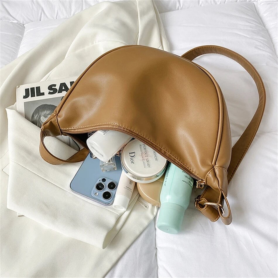 Theda – Crescent Leather Shoulder Bag for Women