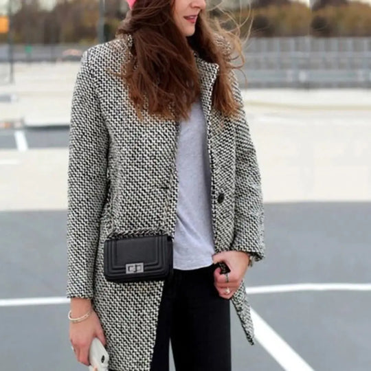 Giovanna – Houndstooth Longline Blazer Coat for Women