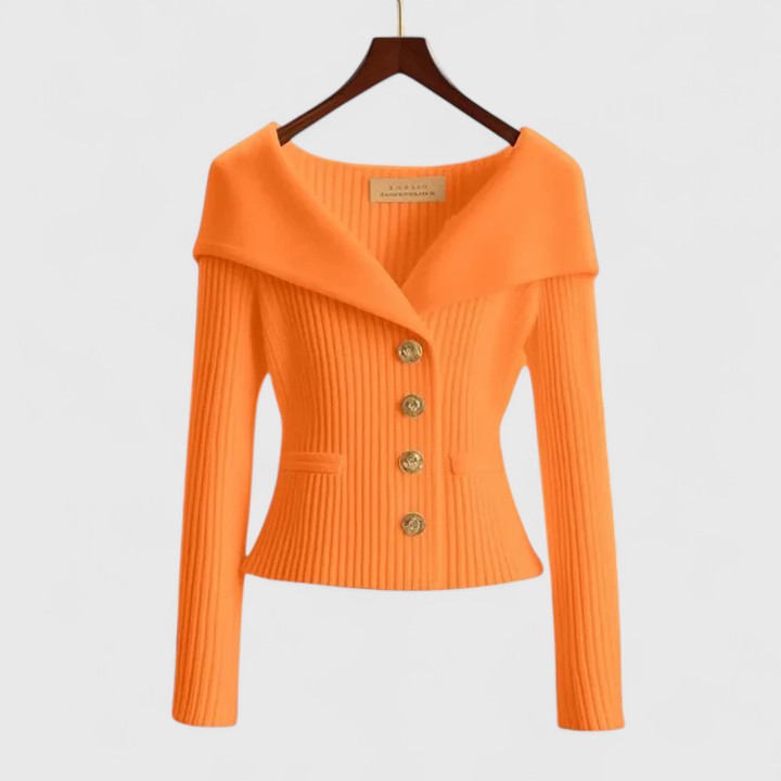 Bailee – Chic Off-Shoulder Buttoned Knit Top for Women
