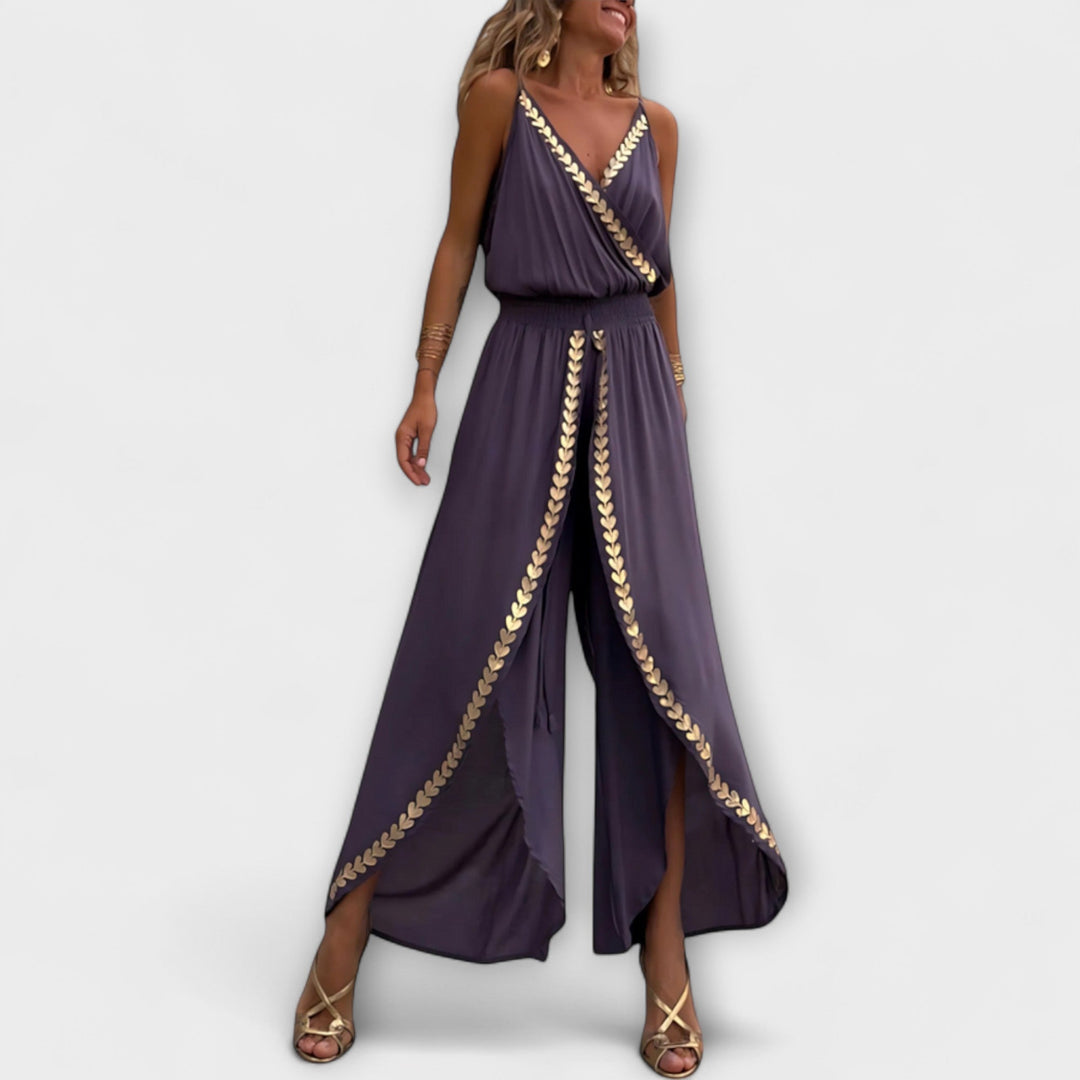 Nerina – Jumpsuit with Golden Accents and Boho Flair