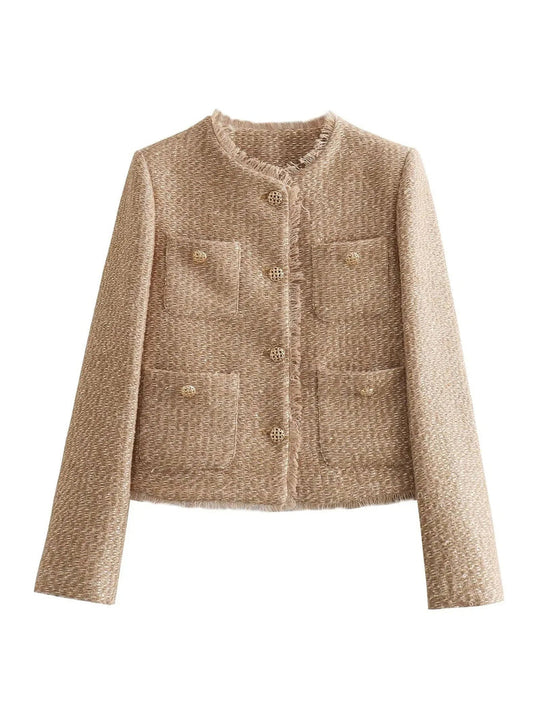 Shae – Chic Cropped Button-Up Jacket for Women