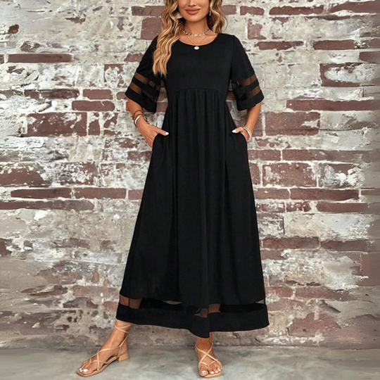 Alverra – Sheer Trim Elegant Maxi Dress