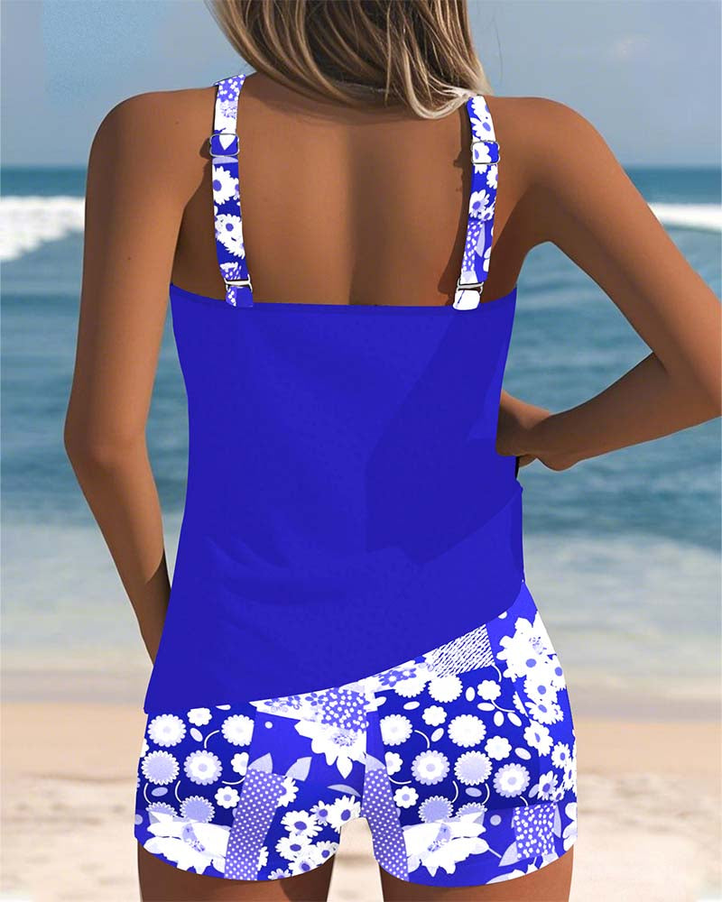 Soliel - Floral Tankini Shorts Set for Women