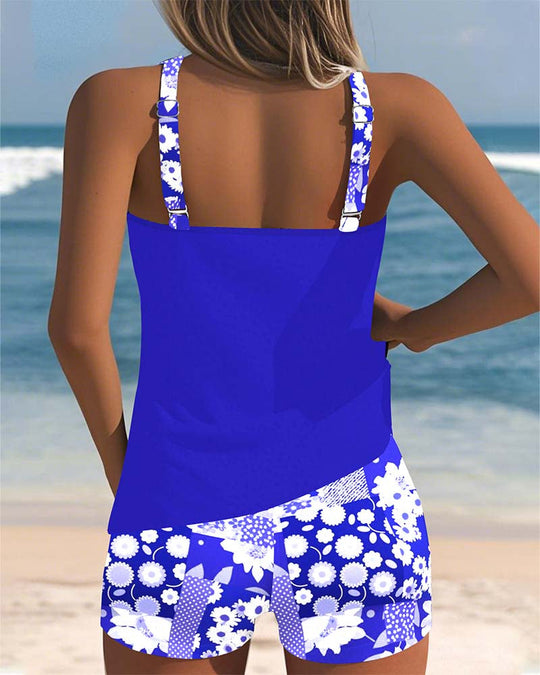 Soliel - Floral Tankini Shorts Set for Women