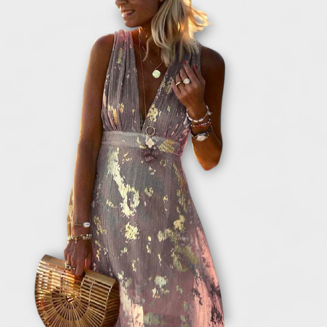 Almera – Lightweight Maxi Dress with Golden Reflections