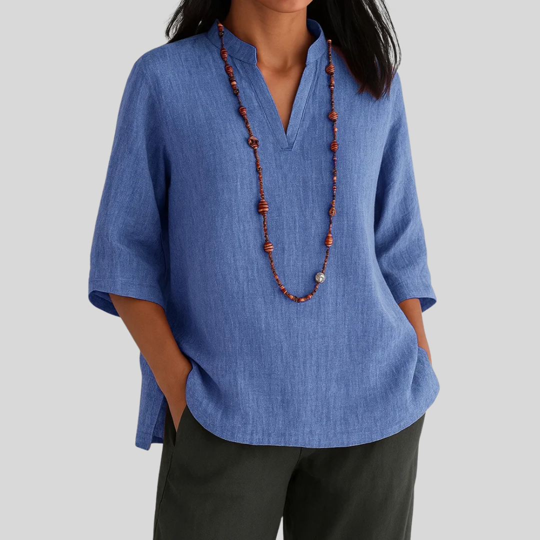 Dolores – Linen Split Neck Tunic for Women