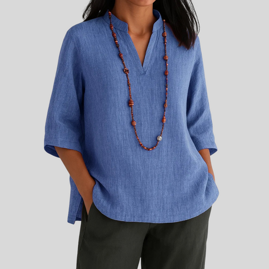 Dolores – Linen Split Neck Tunic for Women