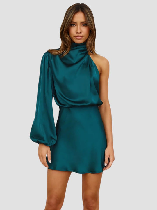 Carlin – One-Shoulder Satin Mini Dress for Women