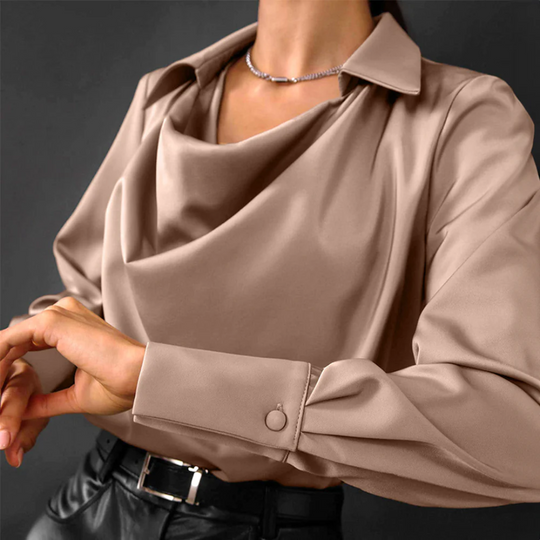 Marceline – Satin Cowl Neck Blouse for Women