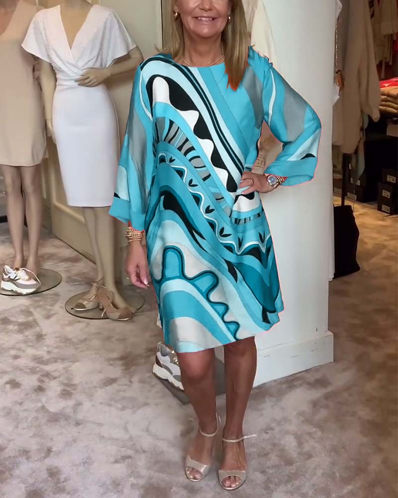 Chinenye – Abstract Print Kaftan Dress for Women