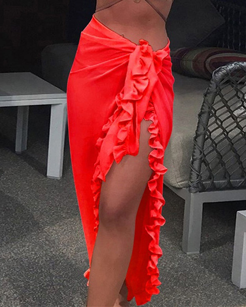 Eleria – Ruffle High-Slit Sarong Skirt for Women