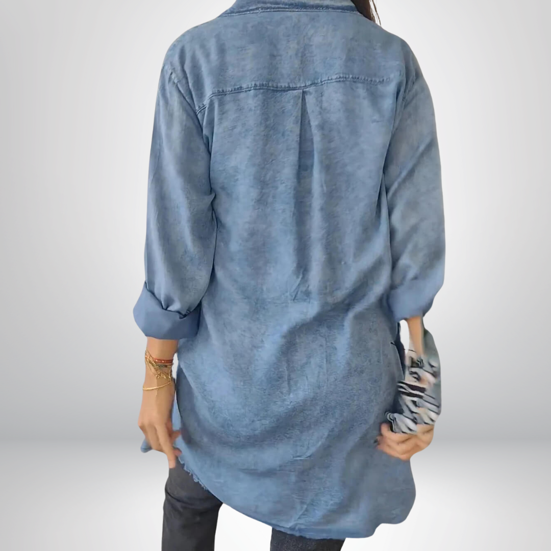 Calvessa – Longline Denim Shirt Jacket for Women