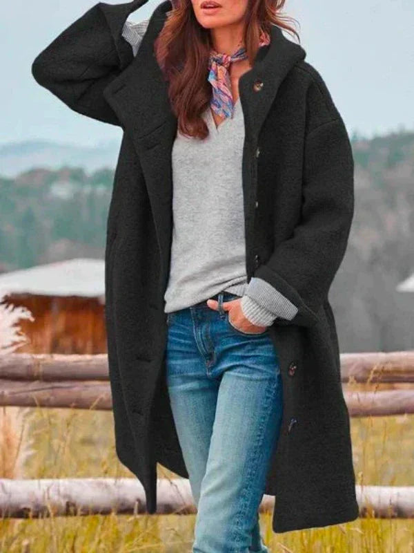 Alisse – Longline Button-Up Teddy Coat for Women