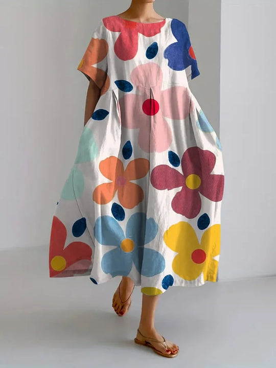 Mathilde – Maxi summer dress with total comfort and dandelion print for free moments