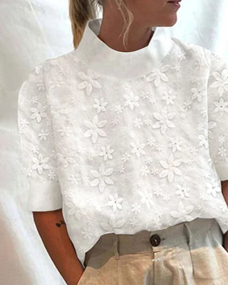 Concha – Embroidered Floral Textured Blouse for Women