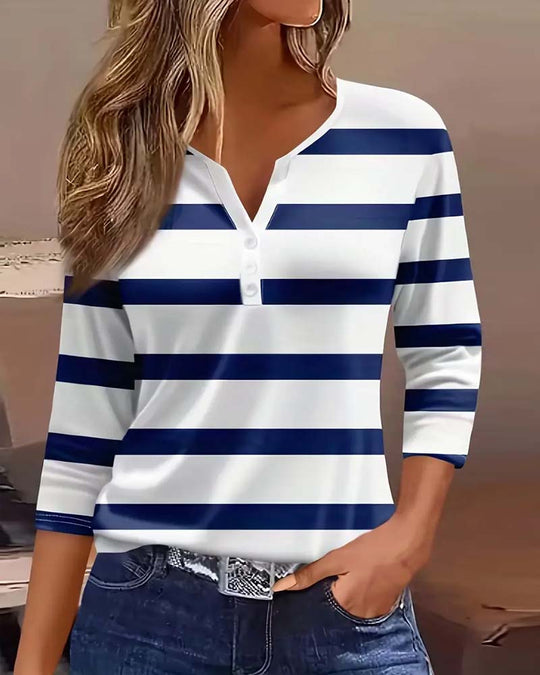 Pnina – Striped Henley Top for Women