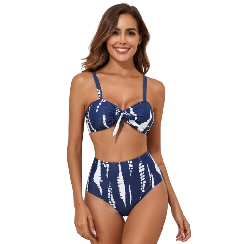 Veldra - Tie-Dye High Waist Bikini Set with Cover-Up