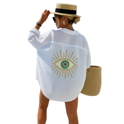 Kai - Embroidered Linen Shirt for Women
