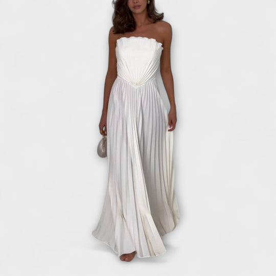 Elestia – Pleated Bandeau Dress with Sculptural Line
