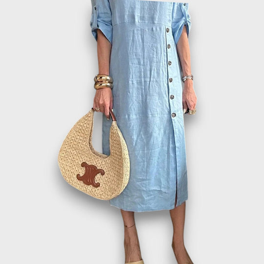 Eliane – Lightweight Linen Dress with Button Placket