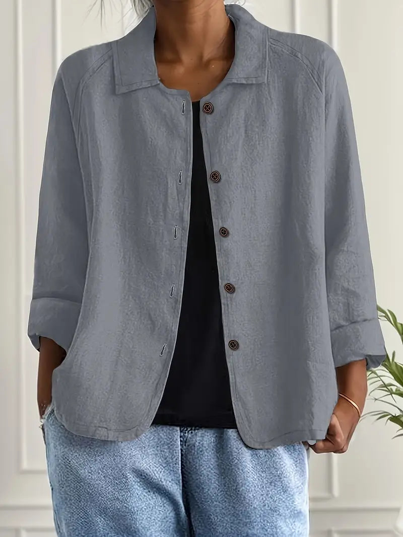 Sandy – Button-Front Linen Jacket for Women