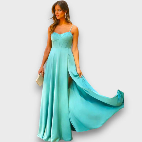 Victoria – Long Dress with Back Lacing and Slit