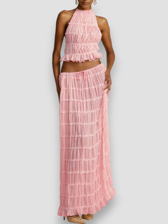 Mamie – Textured Two-Piece Maxi Set for Woman