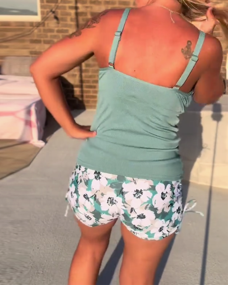 Elvira  – Casual Floral Tank & Shorts Set for Women