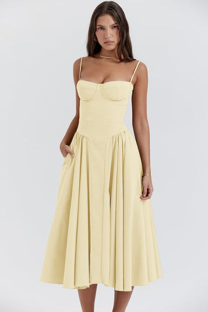 Serenah – Strapless Midi Dress with Sweetheart Bodice