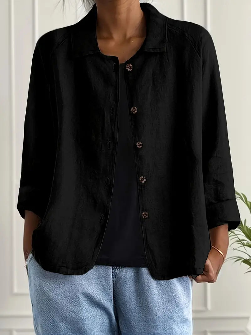 Sandy – Button-Front Linen Jacket for Women
