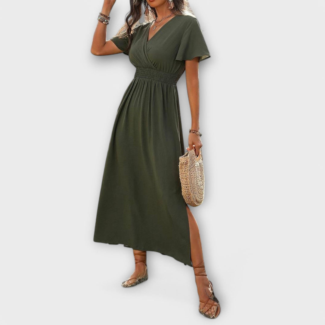 Alvera – Maxi Dress with Wrap Effect and Side Slit
