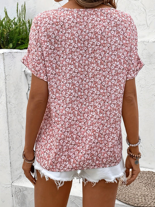 Lymara – Button-Front Floral Print Blouse