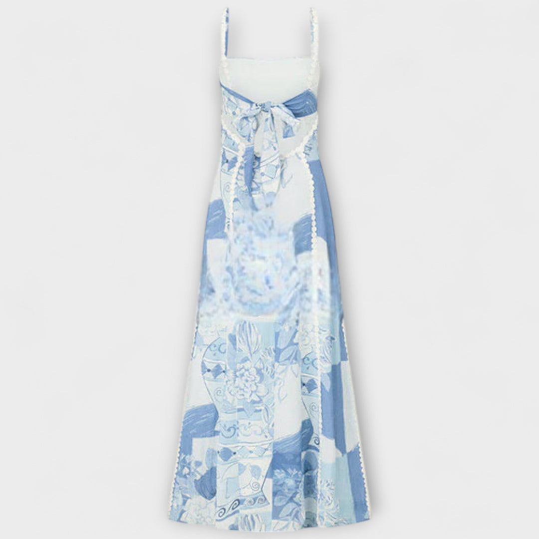 Lirienne – Flowing Maxi Dress with Straps and Patterned Texture