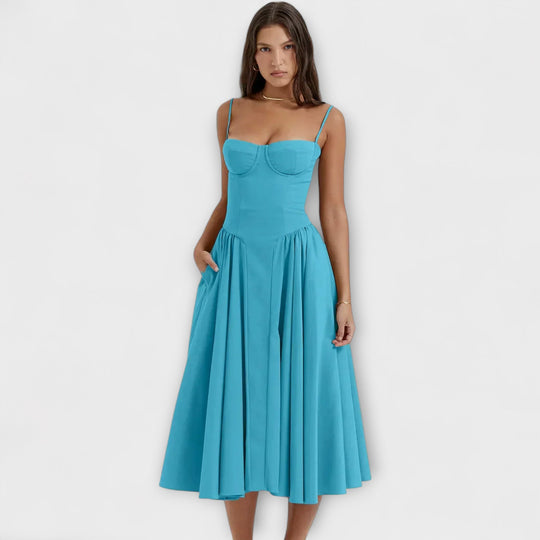 Ameline – Feminine Midi Dress with Waist Focus