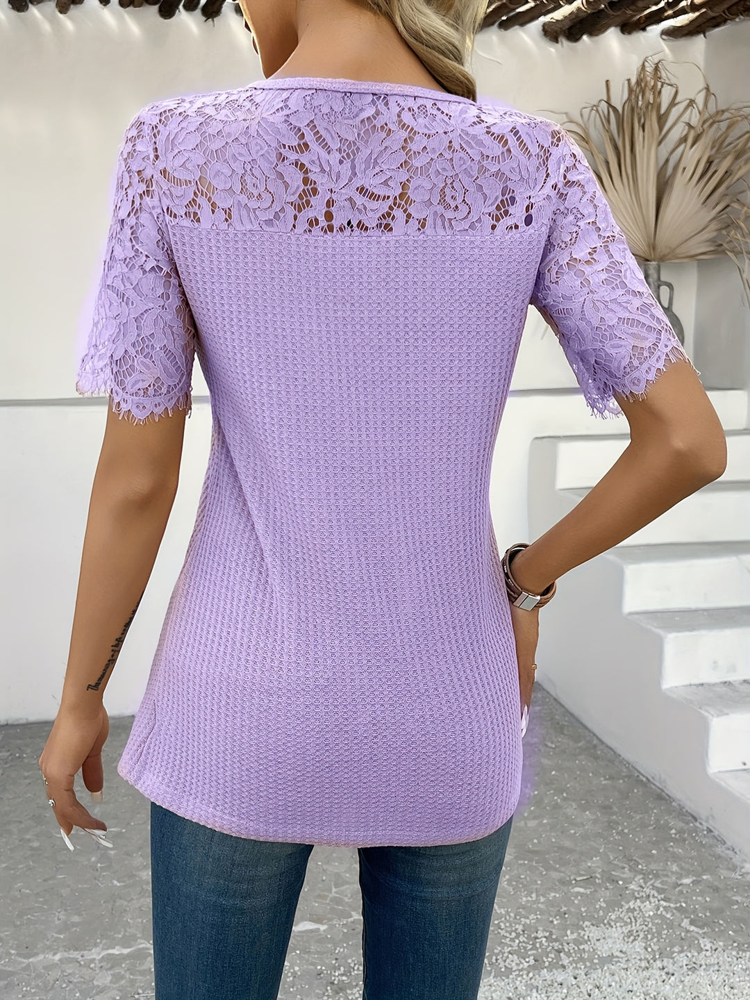 Elise – Lace Button Detail Summer Blouse for Women
