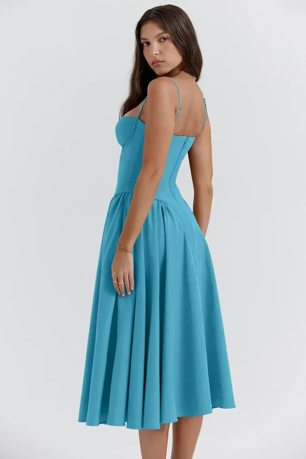 Serenah – Strapless Midi Dress with Sweetheart Bodice