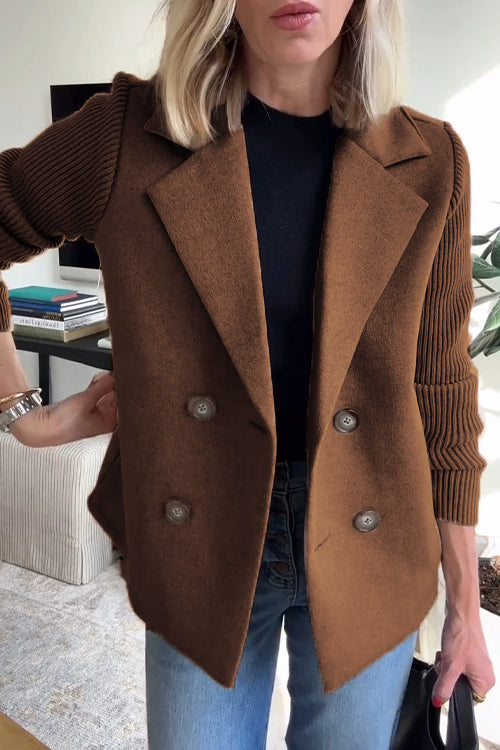 Joelle – Double-Breasted Knit Sleeve Blazer for Women