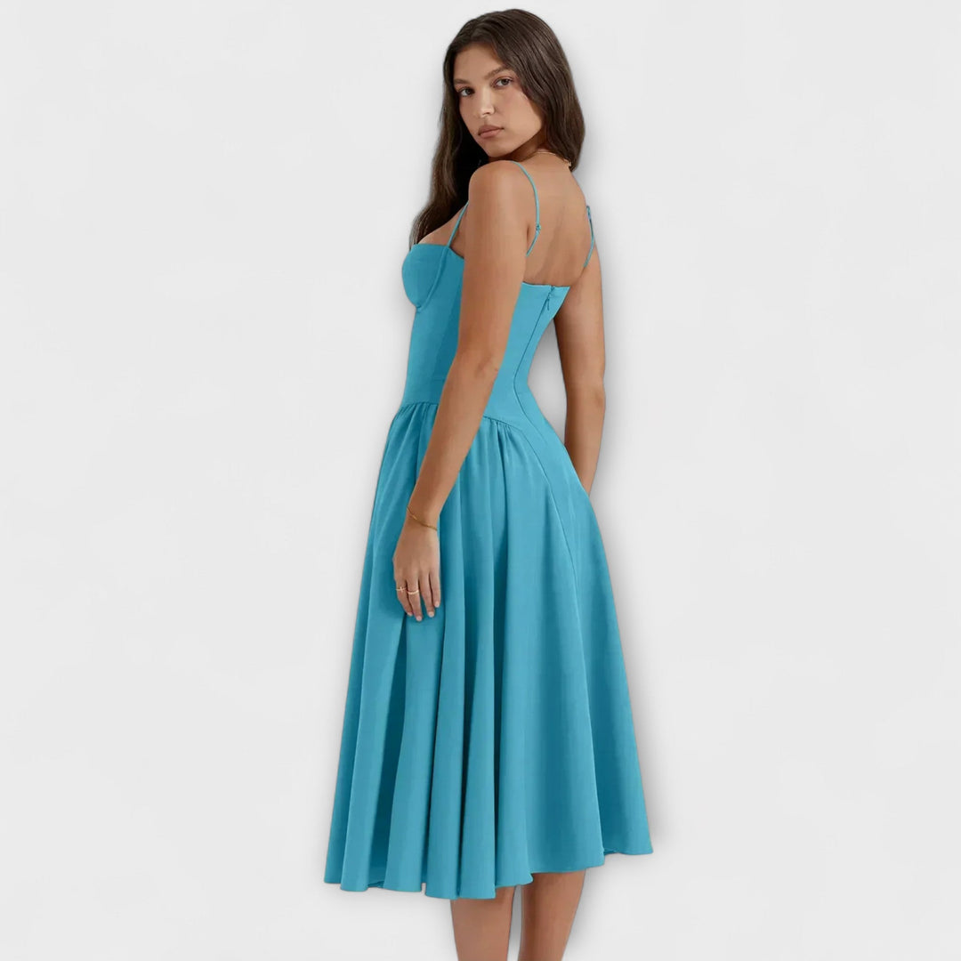 Ameline – Feminine Midi Dress with Waist Focus