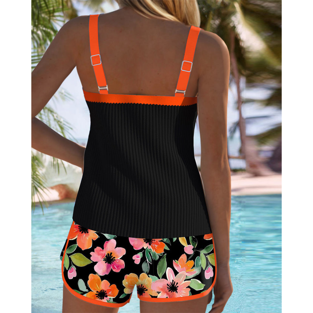Bridgetta – Tropical Floral Tankini Shorts Set for Women