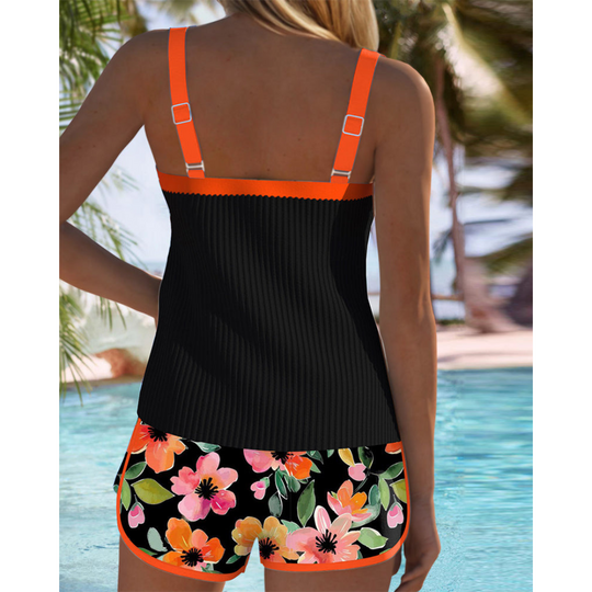 Bridgetta – Tropical Floral Tankini Shorts Set for Women