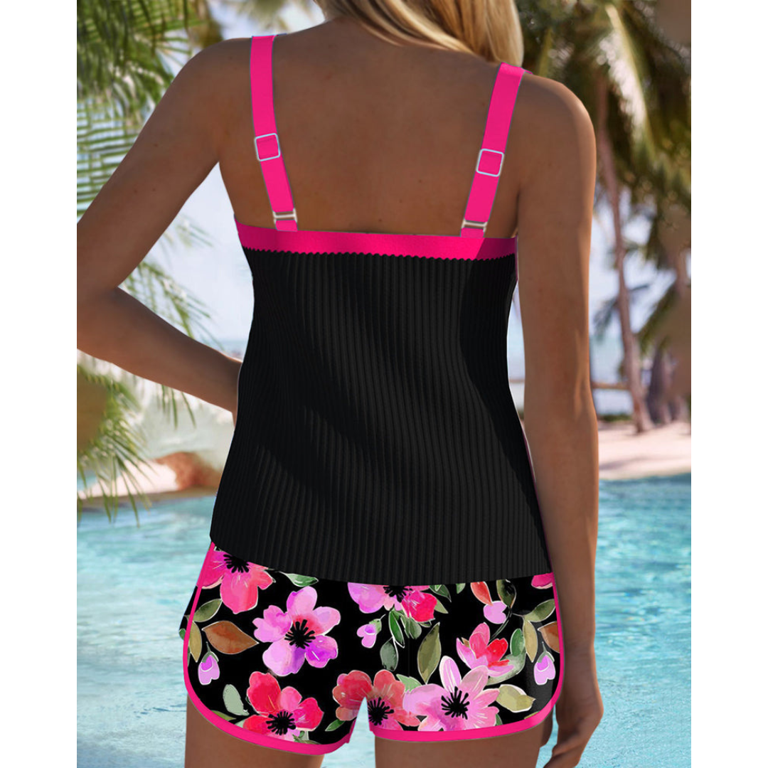 Bridgetta – Tropical Floral Tankini Shorts Set for Women