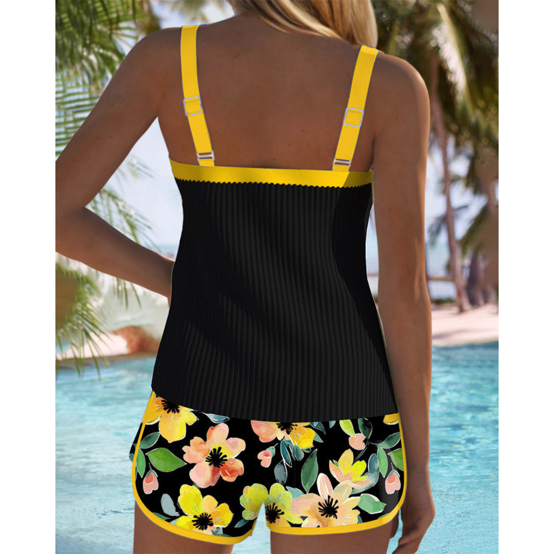 Bridgetta – Tropical Floral Tankini Shorts Set for Women
