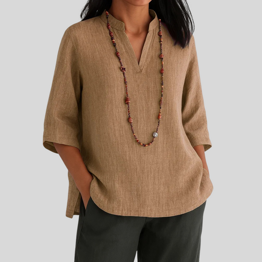 Dolores – Linen Split Neck Tunic for Women