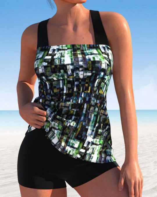Sinikka – Geometric Tankini Set for Women