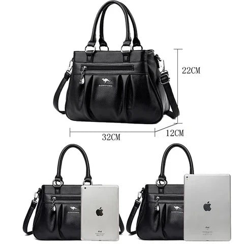 Deborah – Elegant Multi-Pocket Leather Tote Bag for Women