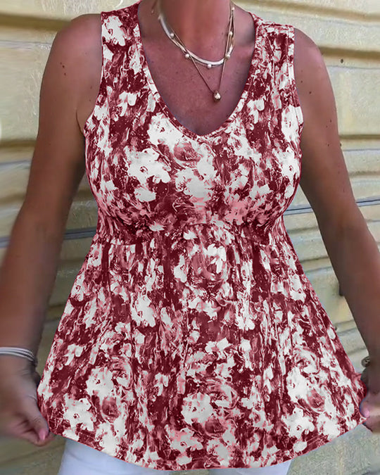 Gabrielle - Floral Print Sleeveless Blouse for Women