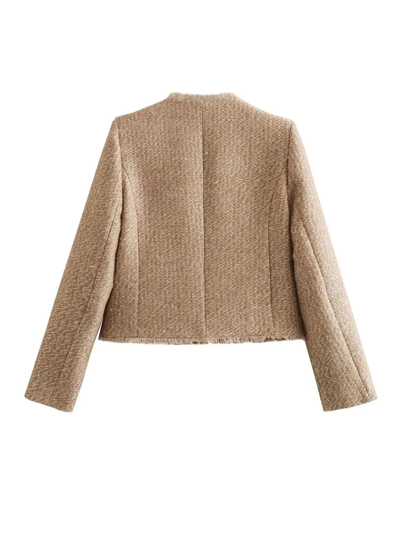 Shae – Chic Cropped Button-Up Jacket for Women