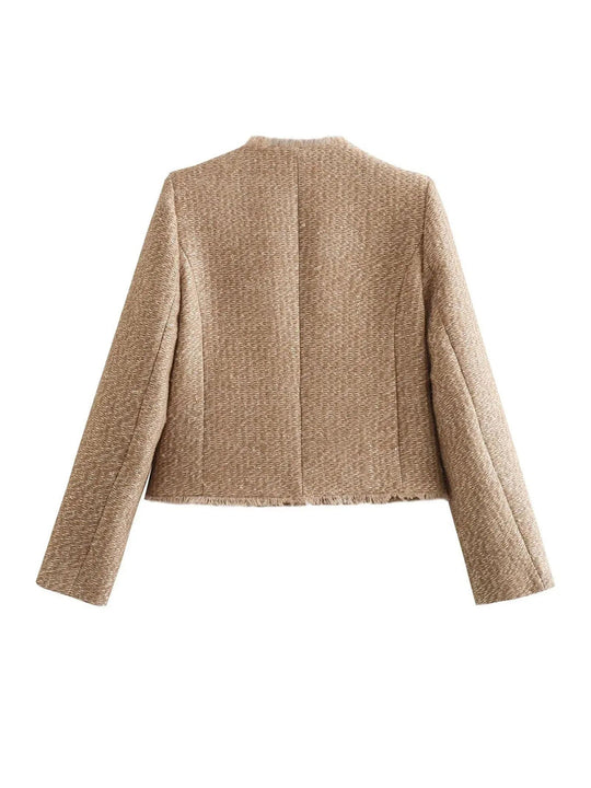 Shae – Chic Cropped Button-Up Jacket for Women